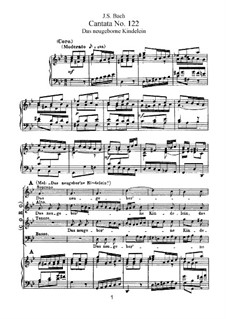 Das neugeborne Kindelein, BWV 122: Piano-vocal score by Johann Sebastian Bach