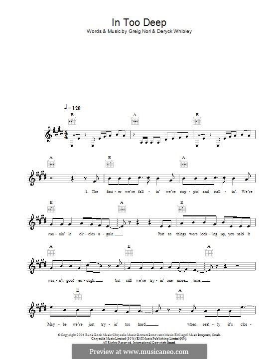 In Too Deep (Sum 41): melodía,letras e acordes by Deryck Whibley, Greig Andrew Nori