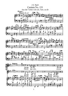 Aus der Tiefen rufe ich, Herr, zu dir, BWV 131: Piano-vocal score by Johann Sebastian Bach