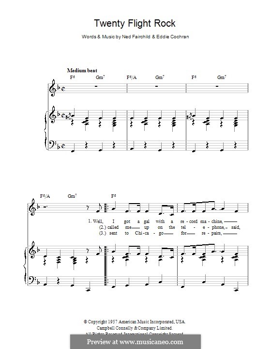 Twenty Flight Rock: Para vocais e piano (ou Guitarra) by Eddie Cochran, Ned Fairchild