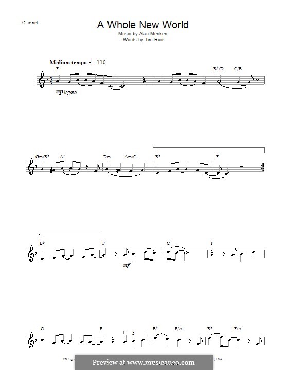 Instrument version: para clarinete by Alan Menken