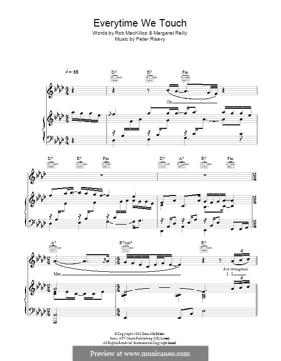 Everytime We Touch (Cascada): Para vocais e piano (ou Guitarra) by Peter Risavy