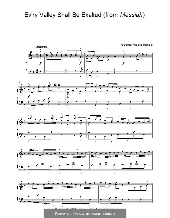 No.3 Every Valley Shall Be Exalted: Para Piano by Georg Friedrich Händel