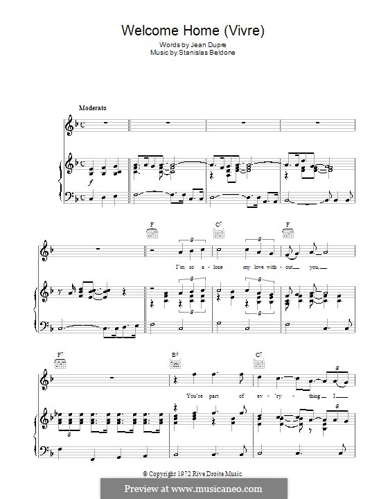 Welcome Home (Vivre): Para vocais e piano (ou Guitarra) by Stanislas Beldone