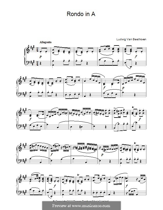 Rondo in A Major, WoO 49: para piano (partituras de alta qualidade) by Ludwig van Beethoven