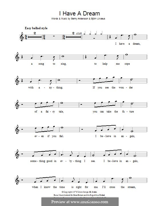 I Have a Dream (ABBA): para gravar by Benny Andersson, Björn Ulvaeus