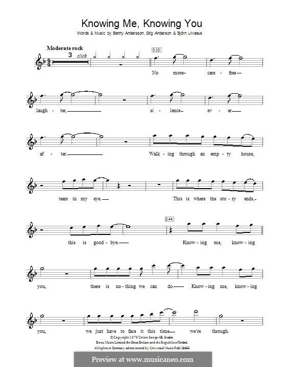 Knowing Me, Knowing You (ABBA): para violino by Benny Andersson, Björn Ulvaeus, Stig Anderson