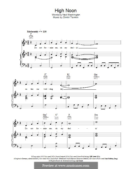 High Noon (Do not Forsake Me): Para vocais e piano (ou Guitarra) by Dimitri Tiomkin