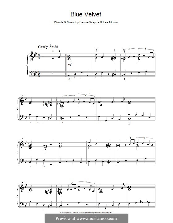 Blue Velvet: For piano (Tony Bennett) by Bernie Wayne, Lee Morris