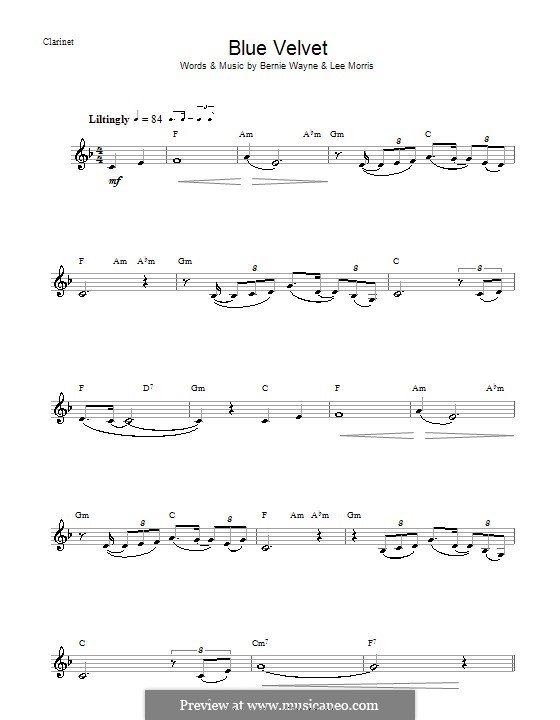 Blue Velvet: para clarinete by Bernie Wayne, Lee Morris