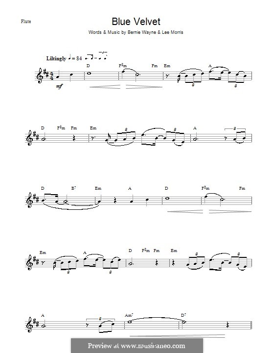 Blue Velvet: para flauta by Bernie Wayne, Lee Morris