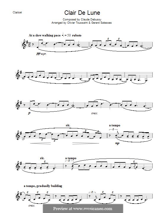 No.3 Clair de lune: para clarinete by Claude Debussy