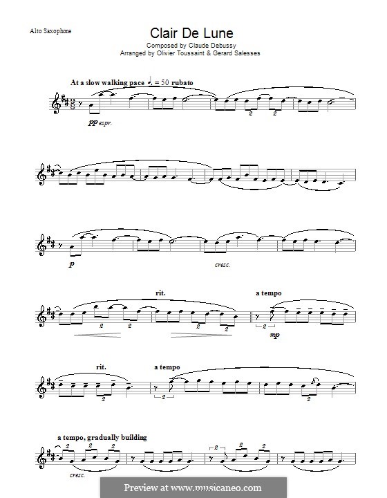 No.3 Clair de lune: para Saxofone Alto by Claude Debussy