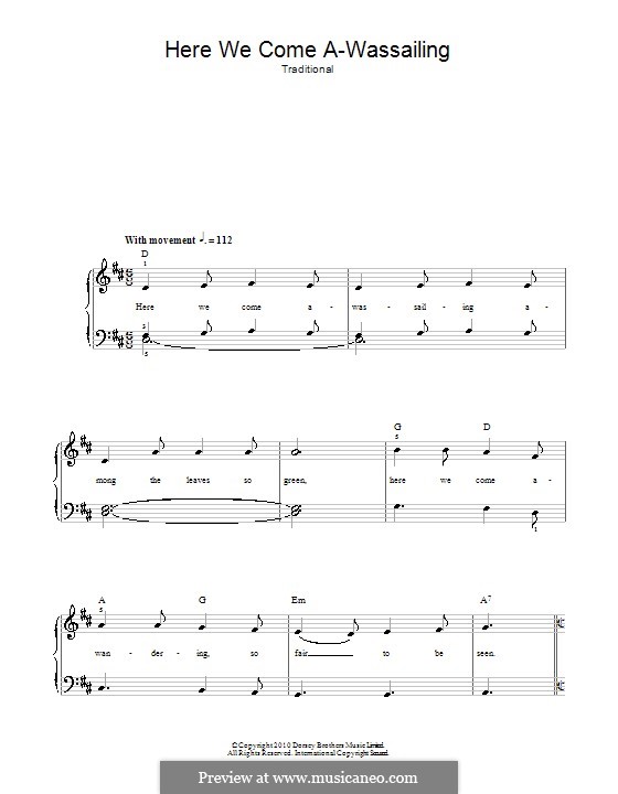 Here we Come a-Wassailing (Printable Scores) por folklore em músicaNeo