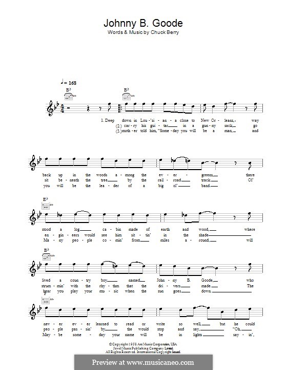 Johnny B. Goode: melodía,letras e acordes by Chuck Berry