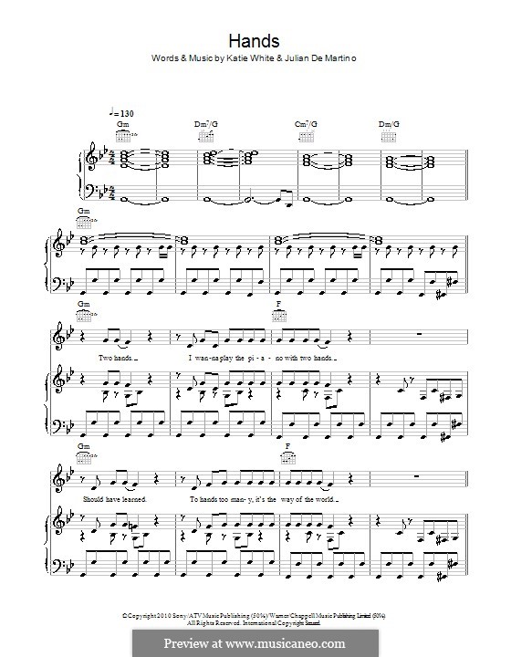 Hands (The Ting Tings): Para vocais e piano (ou Guitarra) by Jules De Martino, Katie White