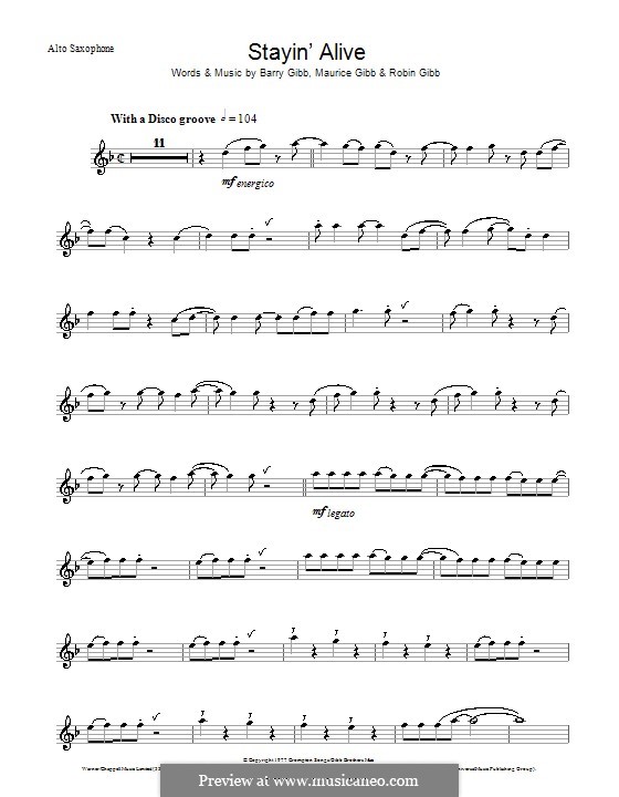 Stayin' Alive (The Bee Gees): para Saxofone Alto by Barry Gibb, Maurice Gibb, Robin Gibb