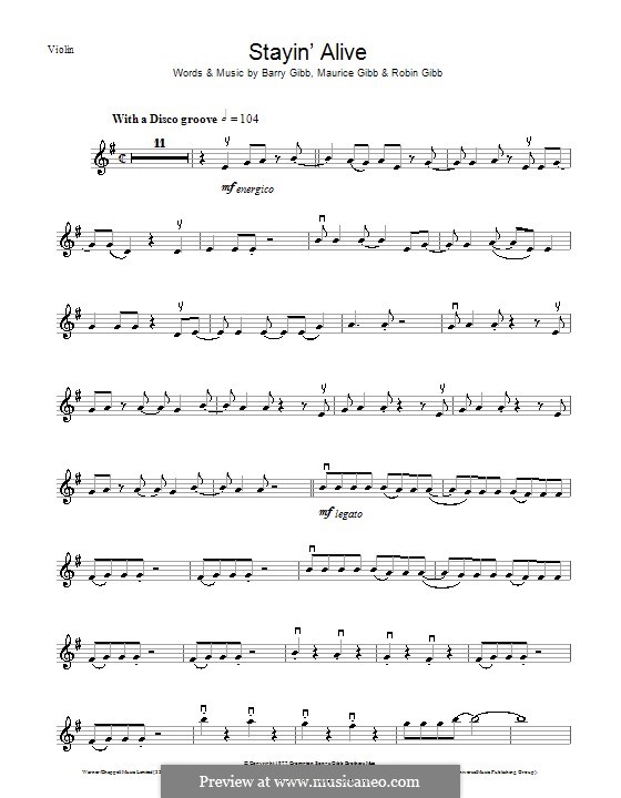 Stayin' Alive (The Bee Gees): para violino by Barry Gibb, Maurice Gibb, Robin Gibb