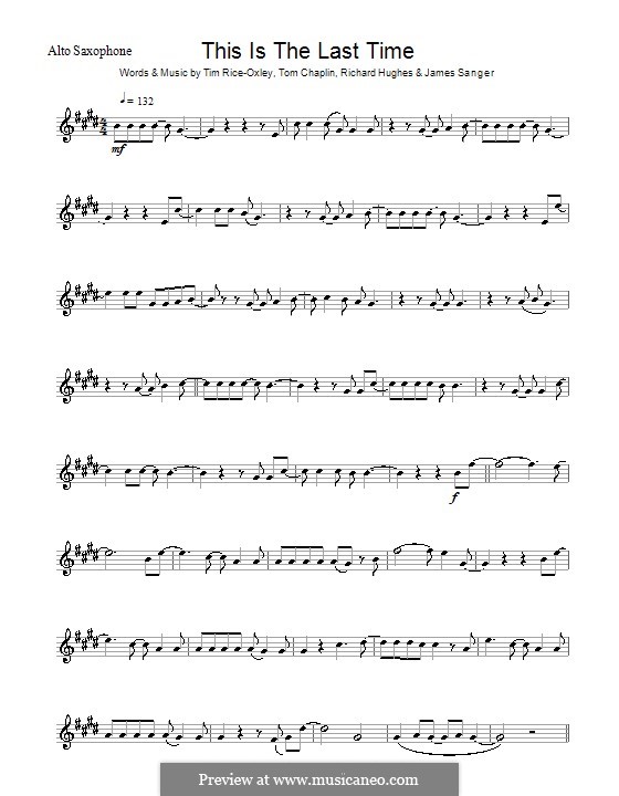 This Is the Last Time (Keane): para Saxofone Alto by James Sanger, Richard Hughes, Tim Rice-Oxley, Tom Chaplin