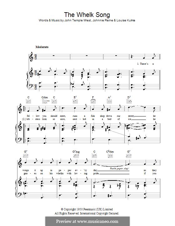 The Whelk Song (Billy Cotton): Para vocais e piano (ou Guitarra) by John Temple West, Johnny Reine, Louise Kulma