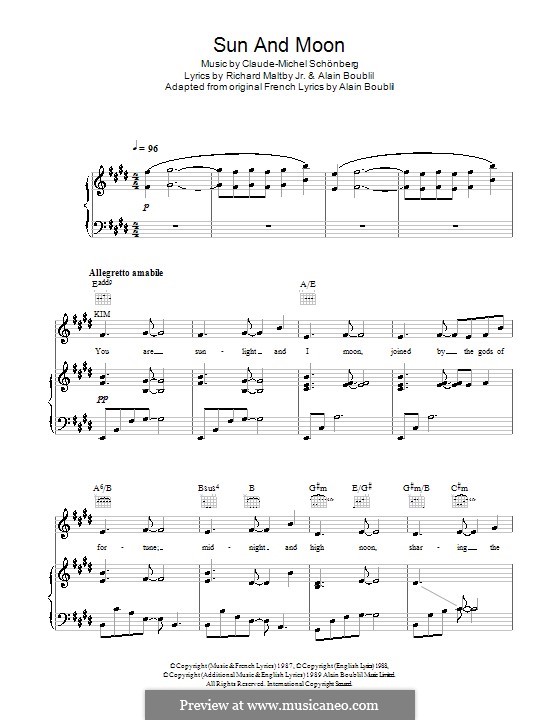 Sun and Moon: Para vocais e piano (ou Guitarra) by Claude-Michel Schönberg