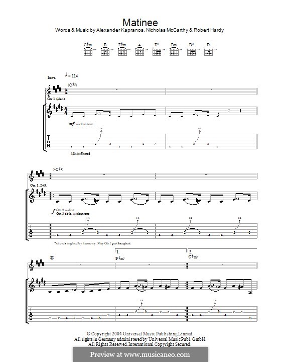 The Dark of the Matinée (Franz Ferdinand): Para guitarra com guia by Alexander Kapranos, Nicholas McCarthy, Robert Hardy