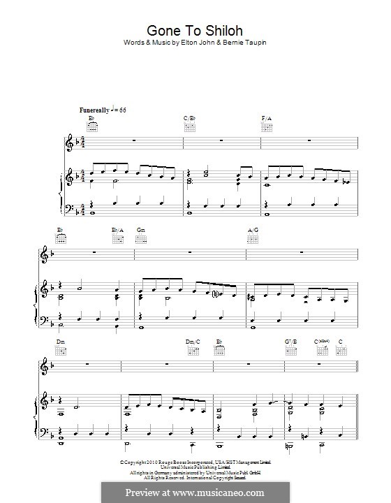 Gone to Shiloh: Para vocais e piano (ou Guitarra) by Elton John
