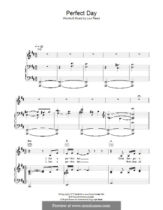 Perfect Day: Para vocais e piano (ou Guitarra) by Lou Reed