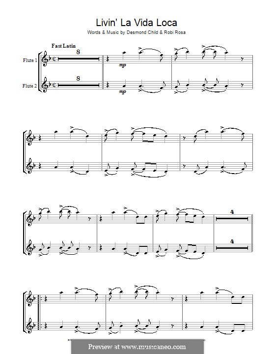 Livin' la vida loca (Ricky Martin): para flauta by Desmond Child, Robi Rosa
