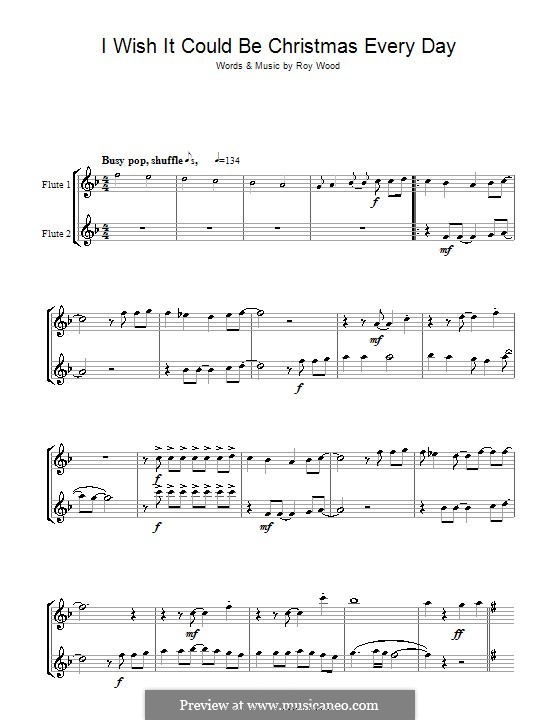I Wish It Could Be Christmas Every Day (Wizzard): para duas flautas by Roy Wood