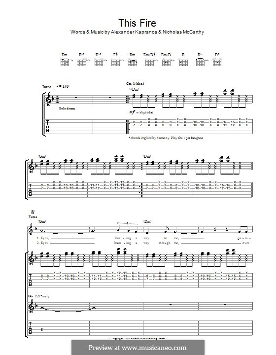 This Fire (Franz Ferdinand): Para guitarra com guia by Alexander Kapranos, Nicholas McCarthy