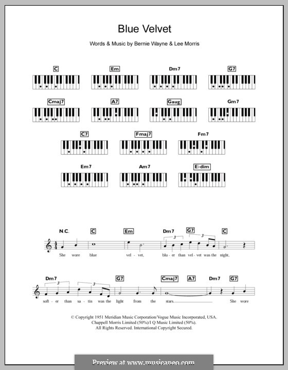 Blue Velvet: para teclado by Bernie Wayne, Lee Morris