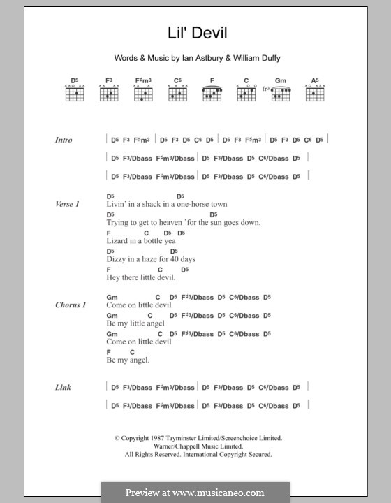 Lil' Devil (The Cult): Letras e Acordes by Ian Astbury, William Duffy