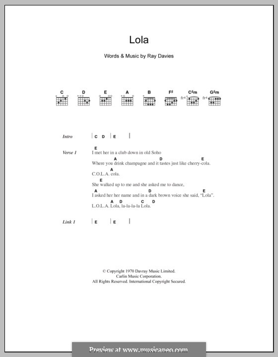 Lola (The Kinks): Letras e Acordes by Ray Davies