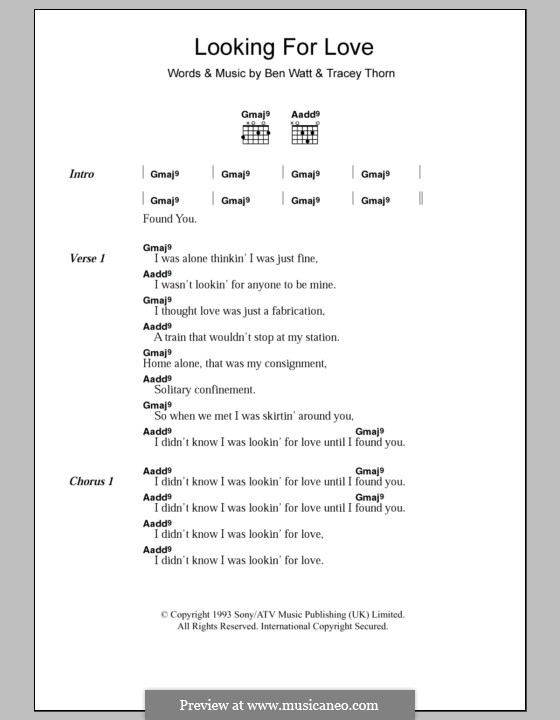 Looking for Love: Letras e Acordes by Tracey Thorn, Benjamin Watt