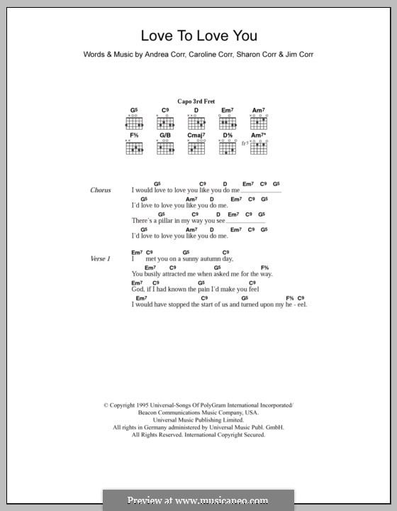 Love to Love You (The Corrs): Letras e Acordes by Andrea Corr, Caroline Corr, Jim Corr, Sharon Corr