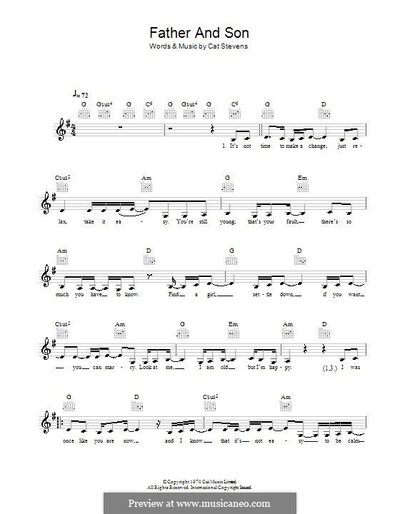 Father and Son (Boyzone): melodía,letras e acordes by Cat Stevens