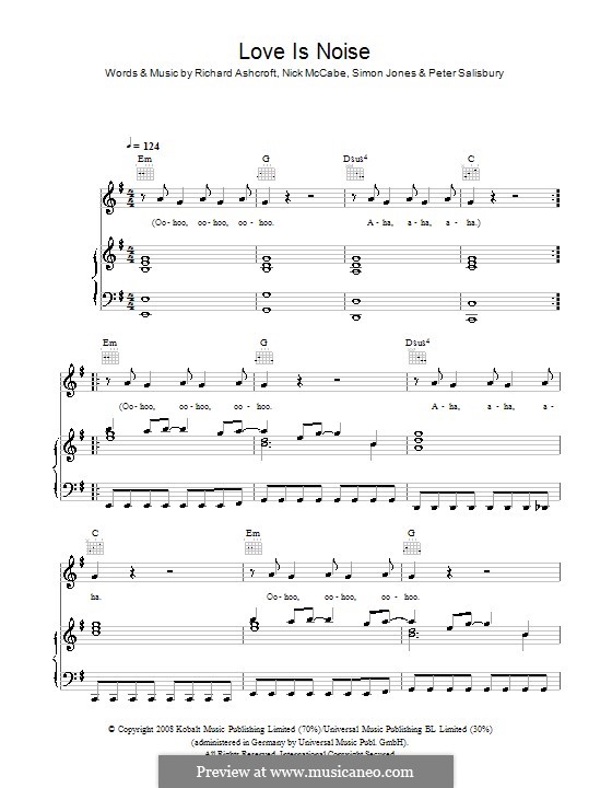 Love Is Noise (The Verve): Para vocais e piano (ou Guitarra) by Nick McCabe, Peter Salisbury, Richard Ashcroft, Simon Jones