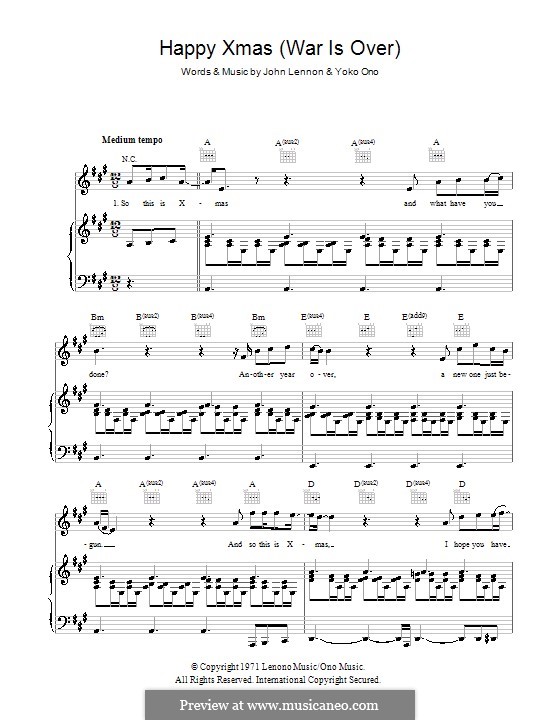 Vocal version: Para vocais e piano (ou Guitarra) by John Lennon, Yoko Ono