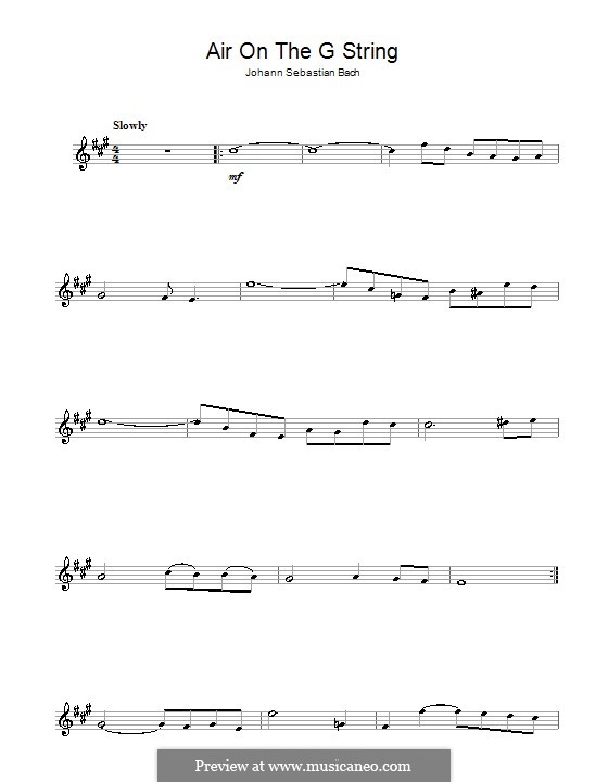 Aria (Printable Scores): Version for alto saxophone by Johann Sebastian Bach