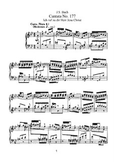 Ich ruf zu dir, Herr Jesu Christ, BWV 177: Partitura piano-vocal by Johann Sebastian Bach