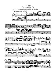 Wo Gott der Herr nicht bei uns hält, BWV 178: Partitura piano-vocal by Johann Sebastian Bach