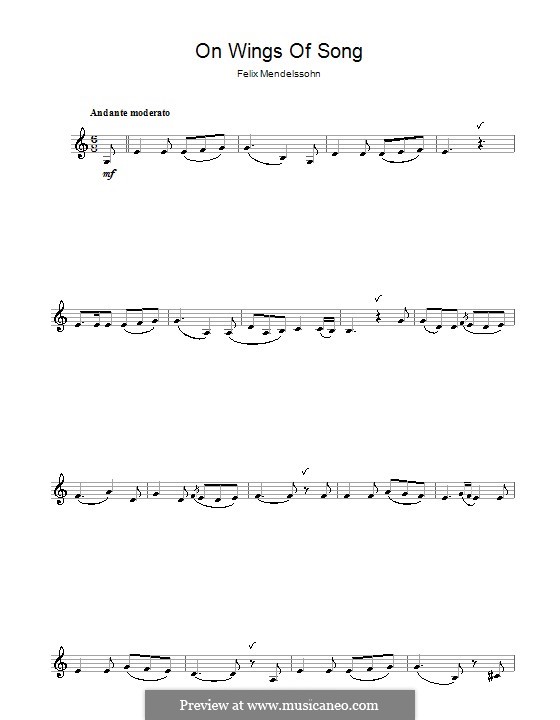 Six Songs, Op.34: No.2 Auf flügeln des gesanges (On Wings of Song). Version for clarinet by Felix Mendelssohn-Bartholdy