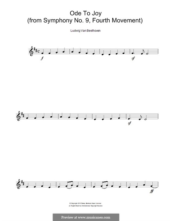 Ode to Joy (Printable scores): Versão para flauta  by Ludwig van Beethoven