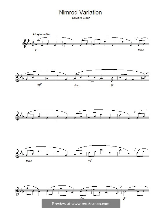 Variation No.9 'Nimrod': para Saxofone Alto by Edward Elgar
