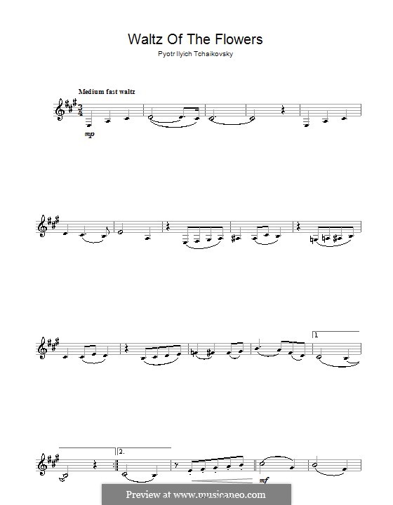 No.8 Waltz of the Flowers: para clarinete by Pyotr Tchaikovsky