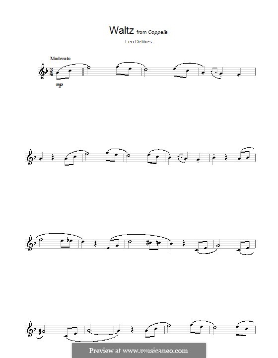 Coppélia, ou La fille aux yeux d’émail: Waltz, for alto saxophone by Léo Delibes