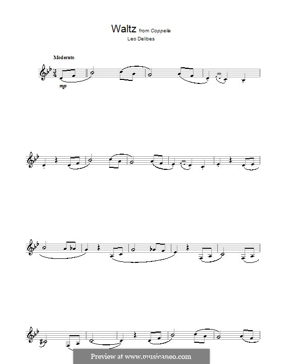 Coppélia, ou La fille aux yeux d’émail: Waltz, for clarinet by Léo Delibes