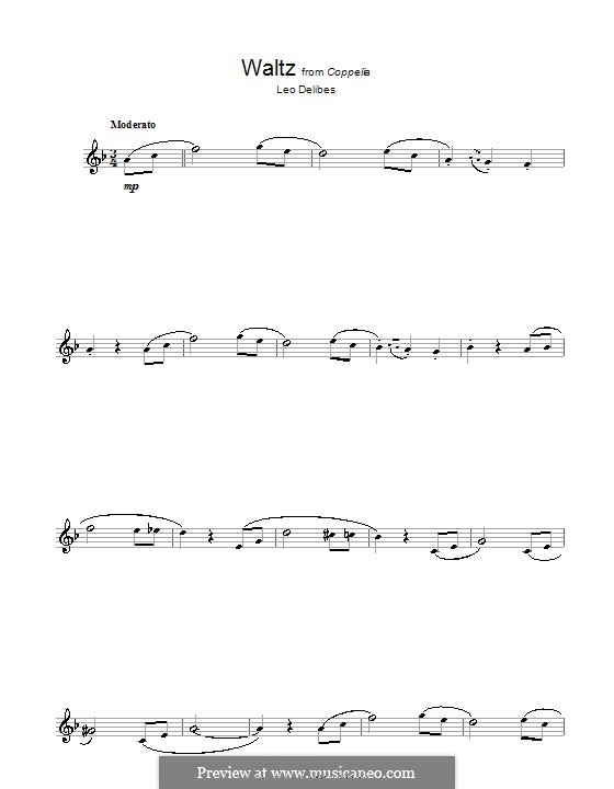 Coppélia, ou La fille aux yeux d’émail: Waltz, for flute by Léo Delibes