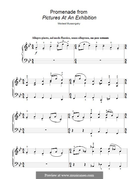 Promenade I: versão facil para piano by Modest Mussorgsky